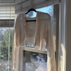 Cropped Cream Women's Sweater